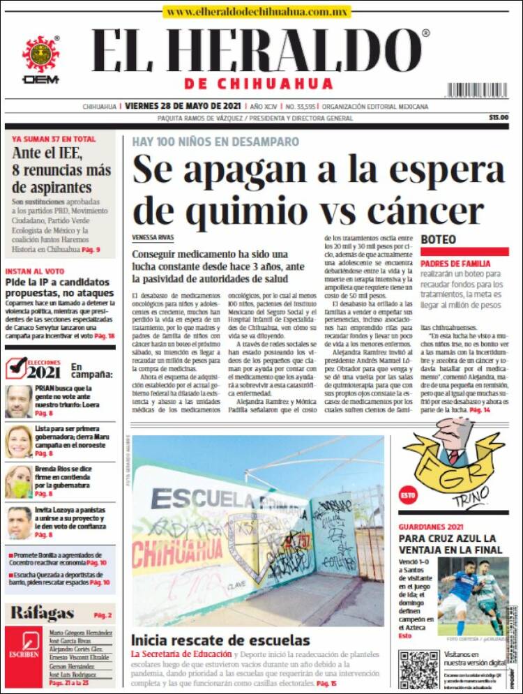 Portada de El Heraldo de Chihuahua (México)