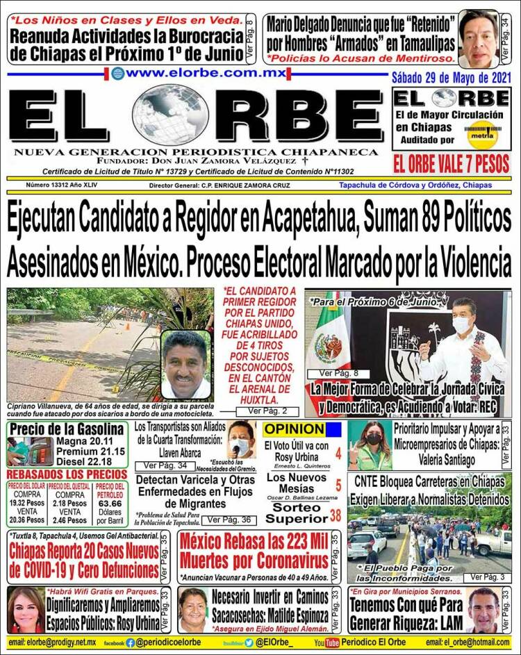 Portada de El Orbe (México)