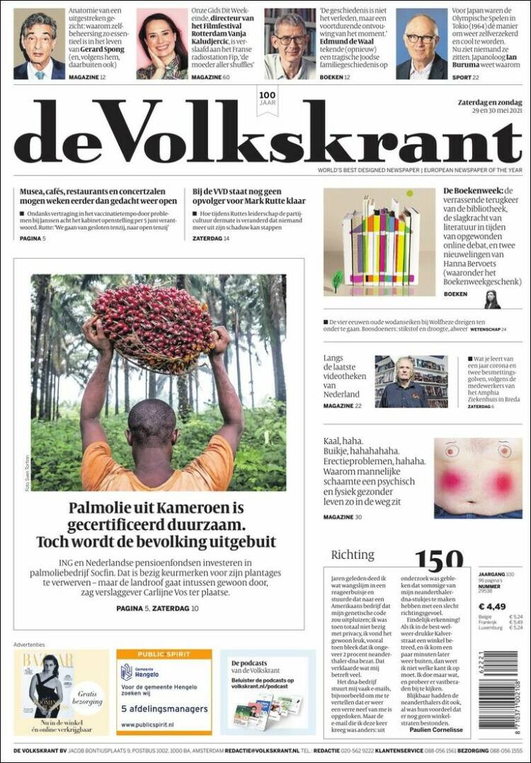 Portada de De Volkskrant (Pa&iacute;ses Bajos)