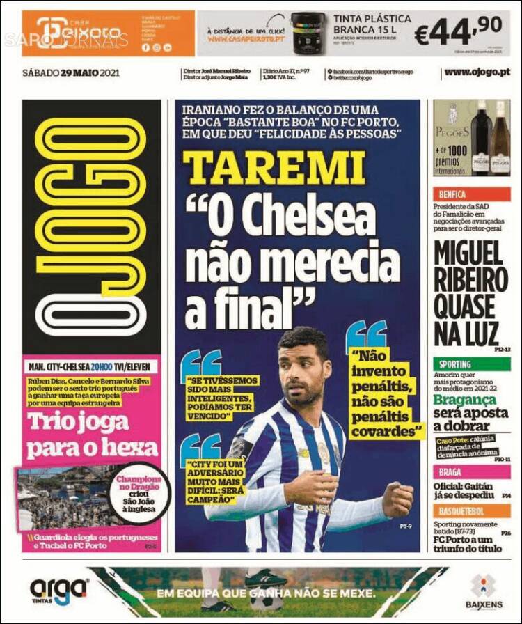 Portada de O Jogo (Portugal)