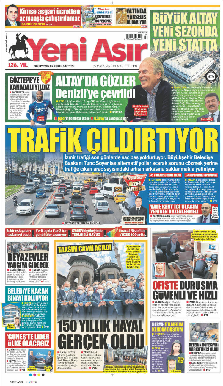 Portada de Yeni Asır (Turqu&iacute;a)