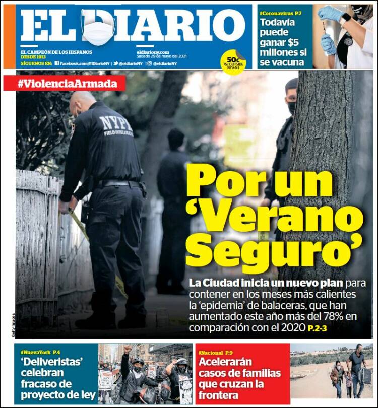 Periódico El Diario NY (USA). Periódicos De USA. Edición De Sábado, 29 ...