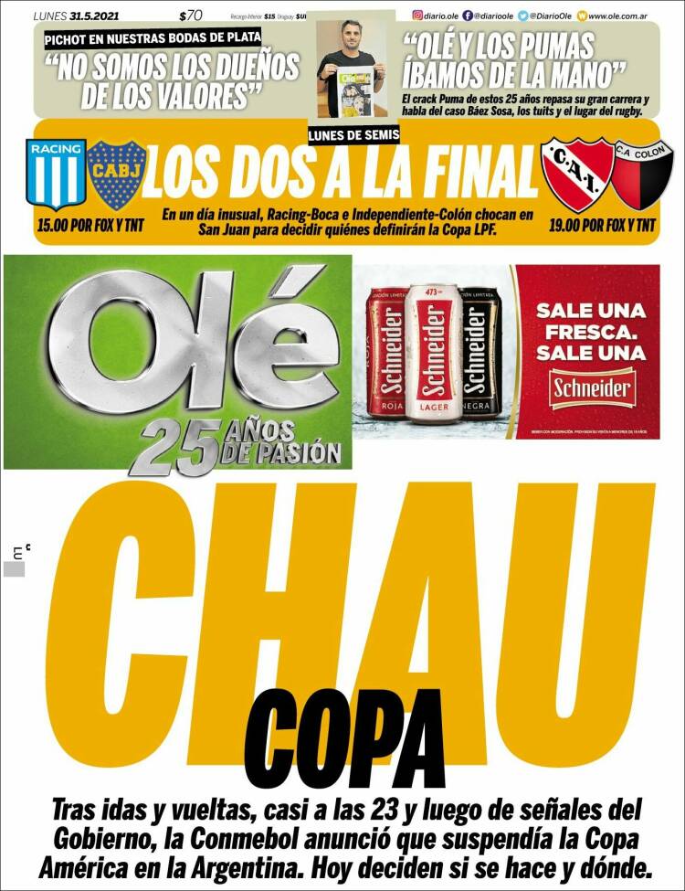 Portada de Olé (Argentina)