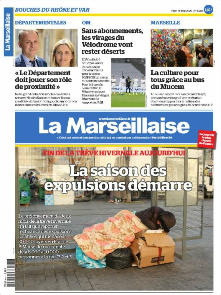 Portada de La Marseillaise (Francia)