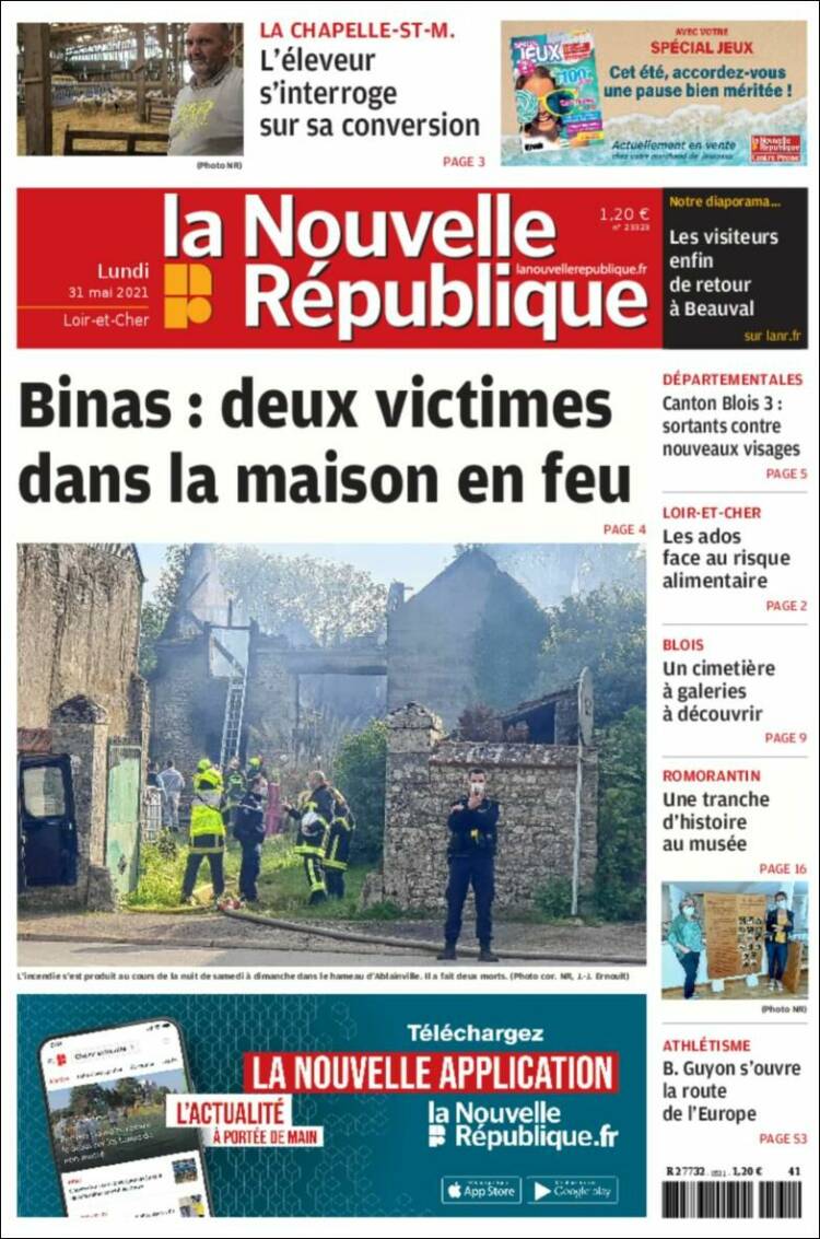 Portada de La Nouvelle Republique (Francia)