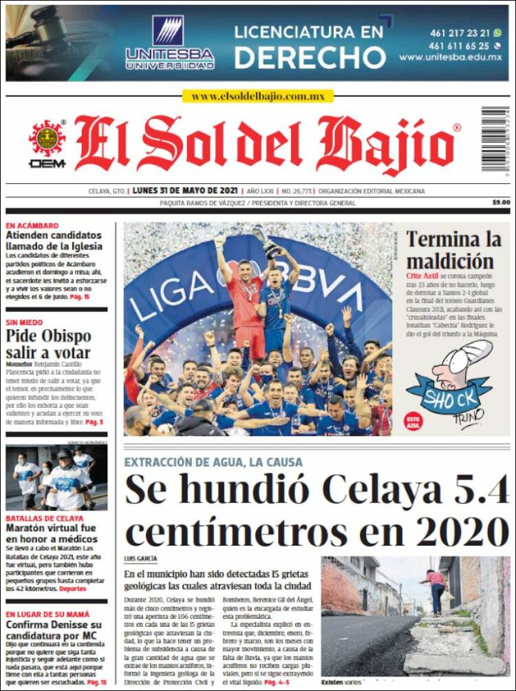 Portada de El Sol del Bajio (México)