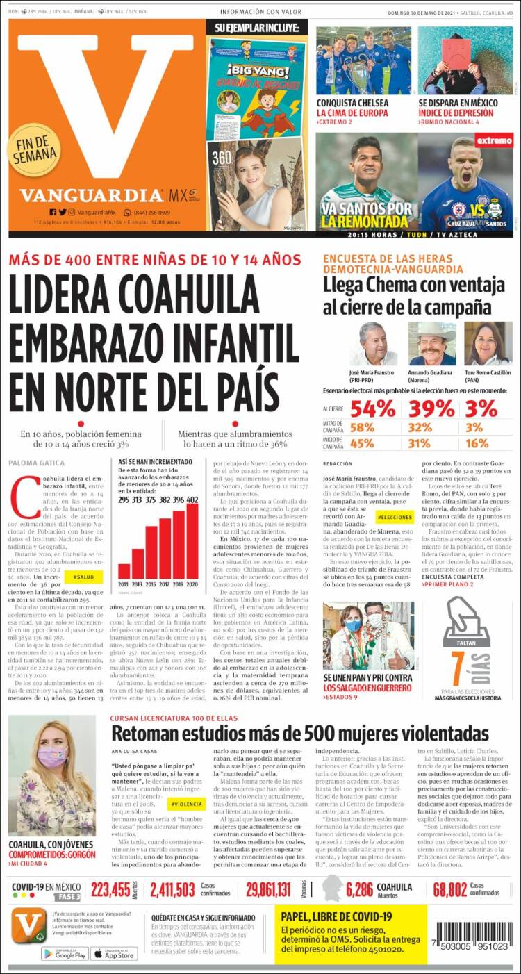 Portada de Vanguardia (Mexico)