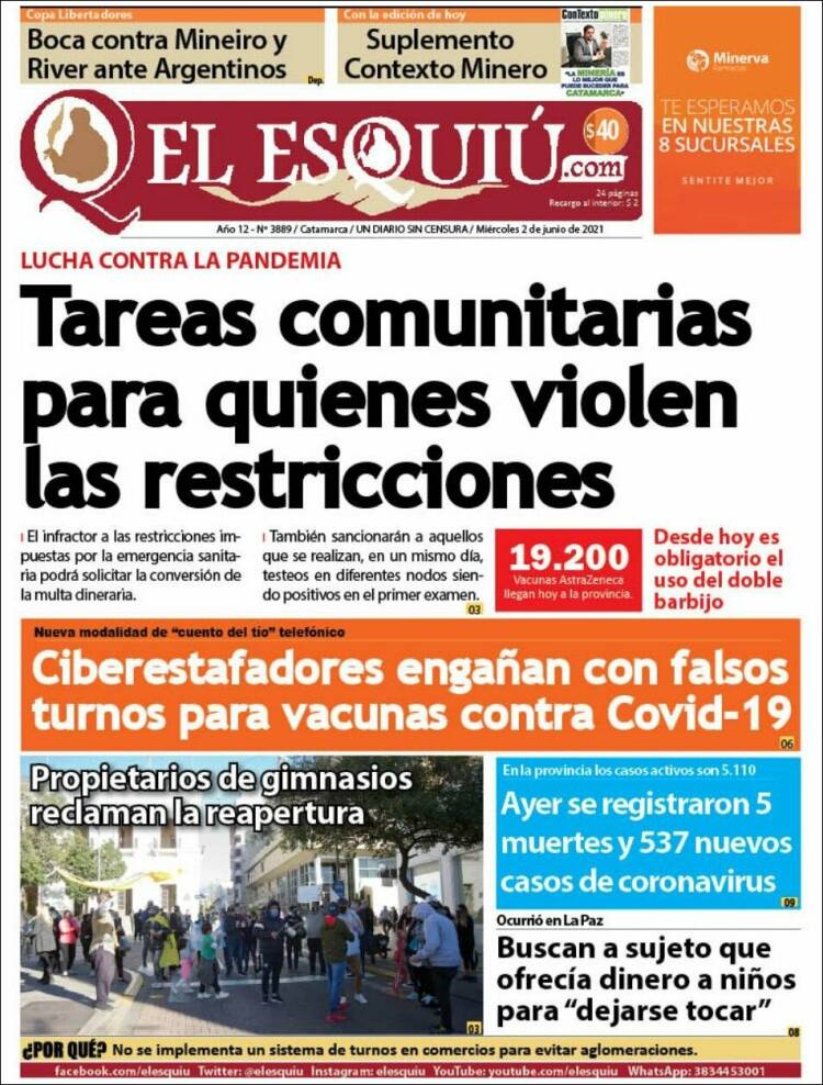 Portada de El Esquiu (Argentina)