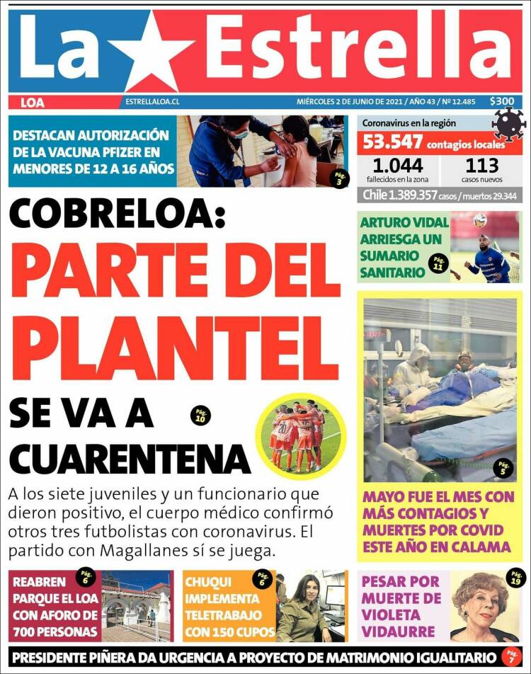 Portada de La Estrella de Loa (Chile)