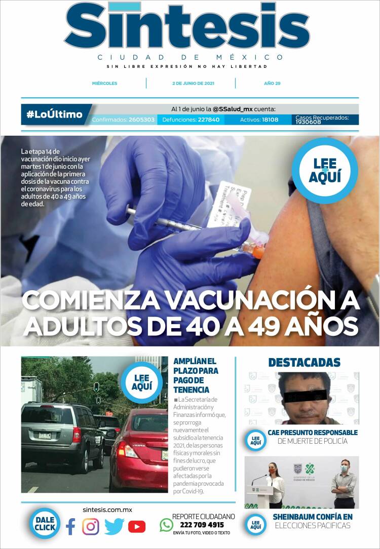 Portada de Síntesis Nacional (México)