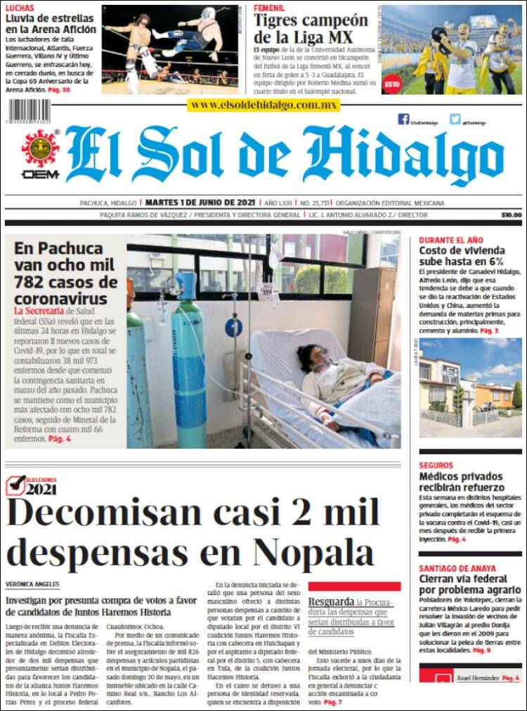 Portada de El Sol de Hidalgo (México)