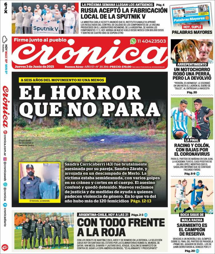 Portada de Crónica (Argentina)