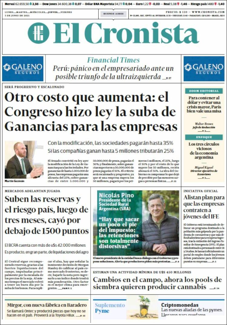 Portada de El Cronista Comercial (Argentina)