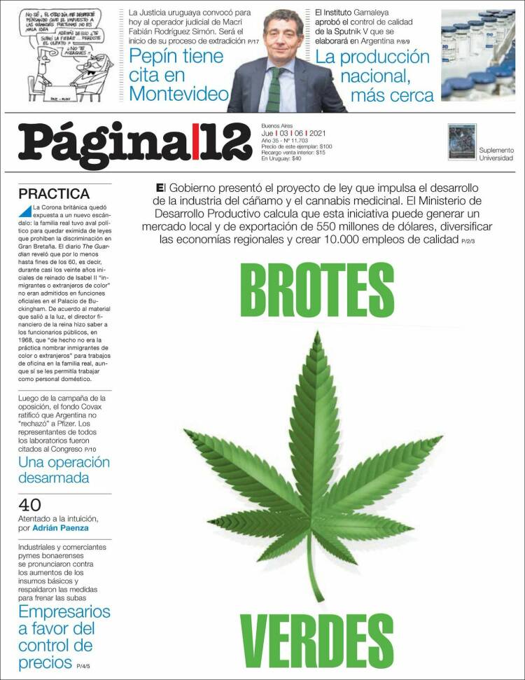 Portada de Página/12 (Argentina)