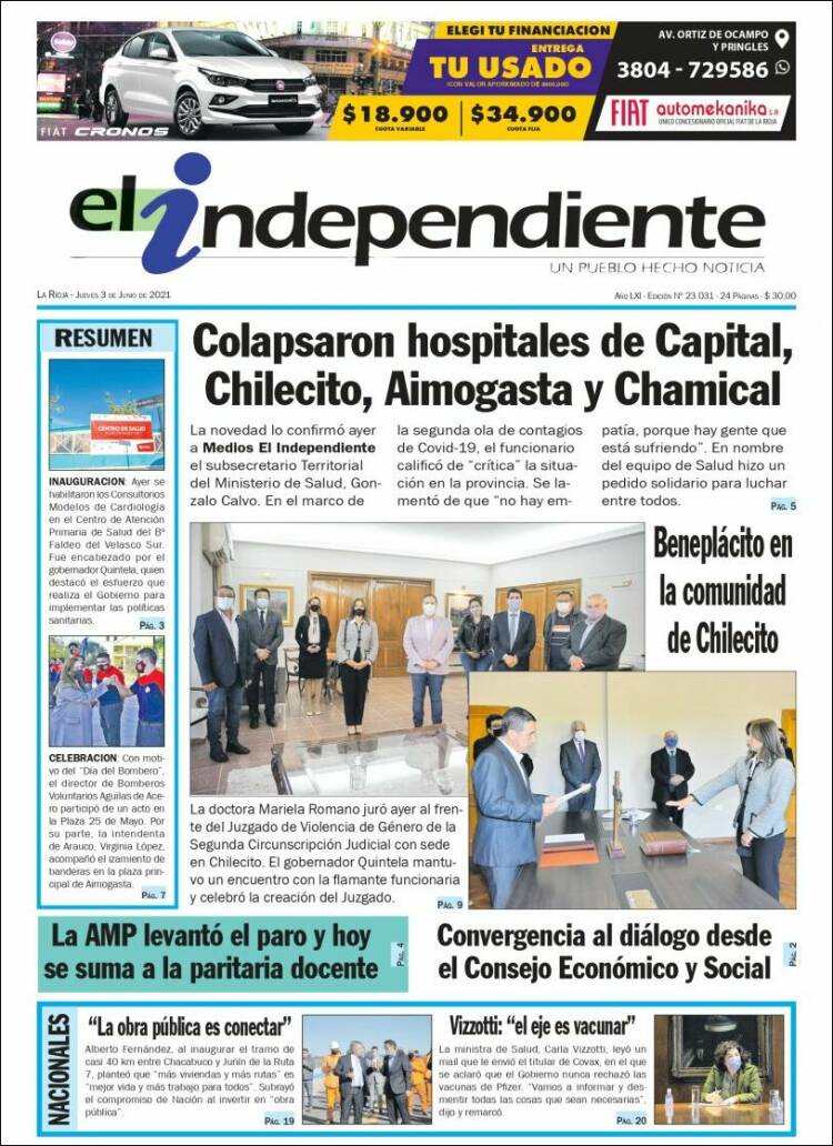 Portada de El Independiente (Argentina)
