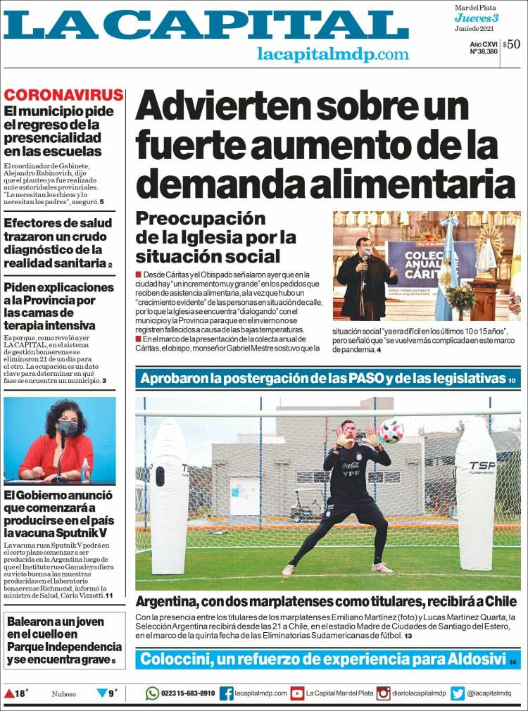 Portada de Diario La Capital - Mar del Plata (Argentina)