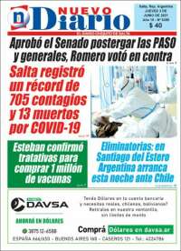 Portada de Nuevo Diario de Salta (Argentina)