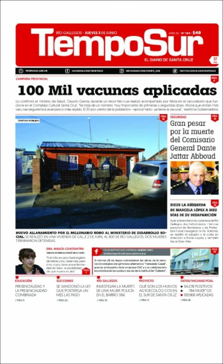 Portada de Tiempo Sur (Argentina)