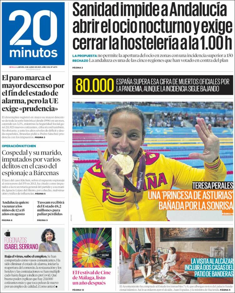 Portada de 20 Minutos - Sevilla (Espa&ntilde;a)