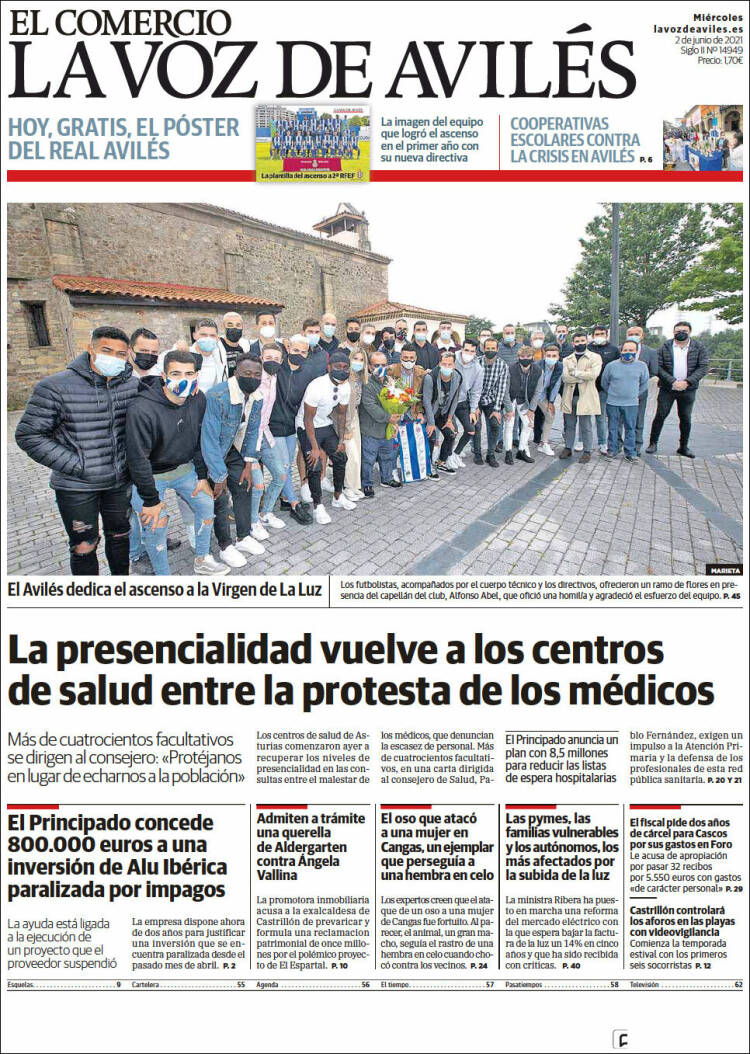 Portada de El Comercio - Avilés (España)