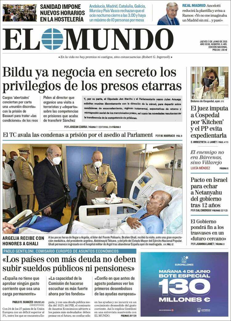 Portada de El Mundo (Espa&ntilde;a)
