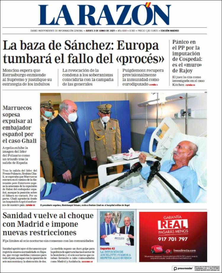 Portada de La Razón (Espa&ntilde;a)