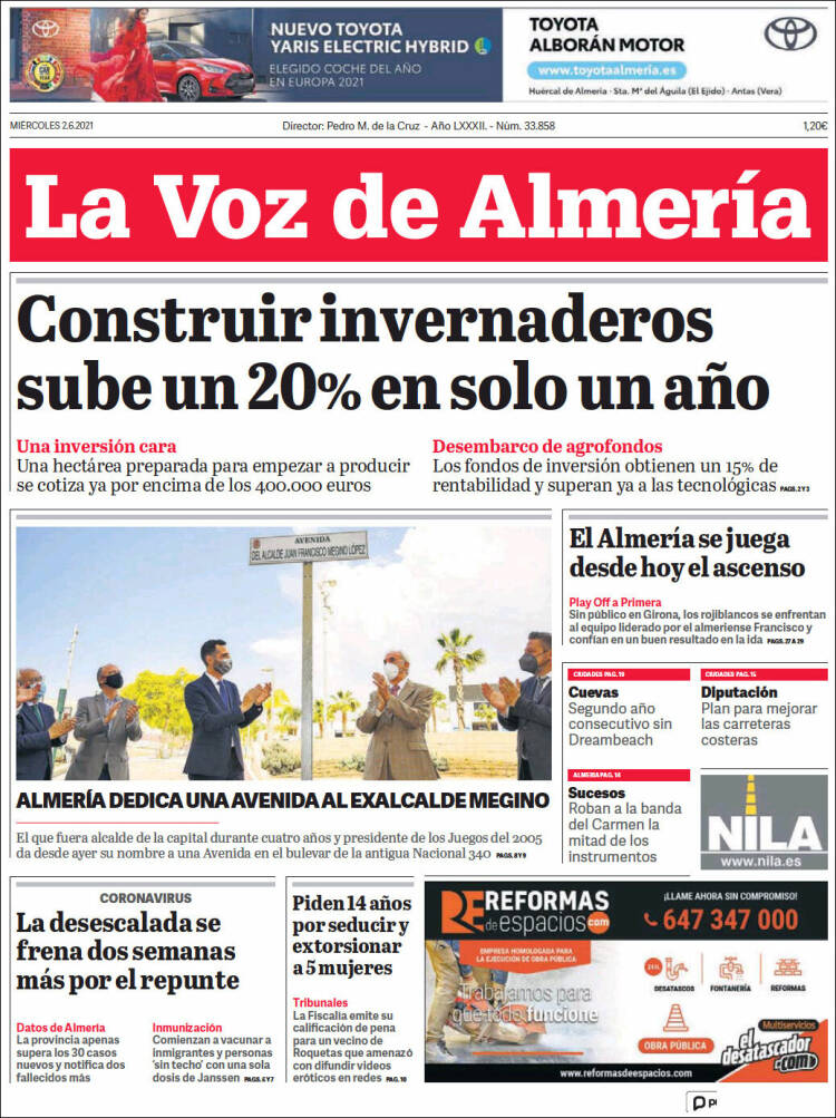 Portada de La Voz de Almería (Espa&ntilde;a)