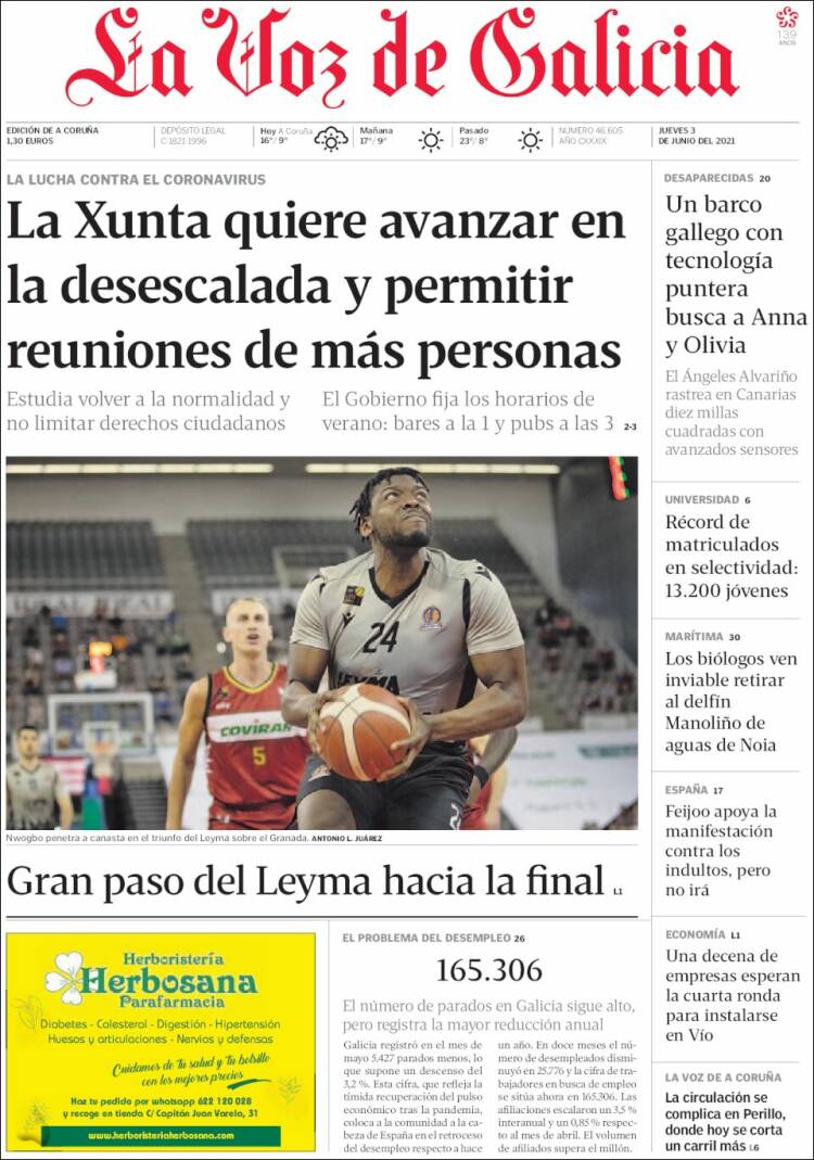 Portada de La Voz de Galicia (Espa&ntilde;a)