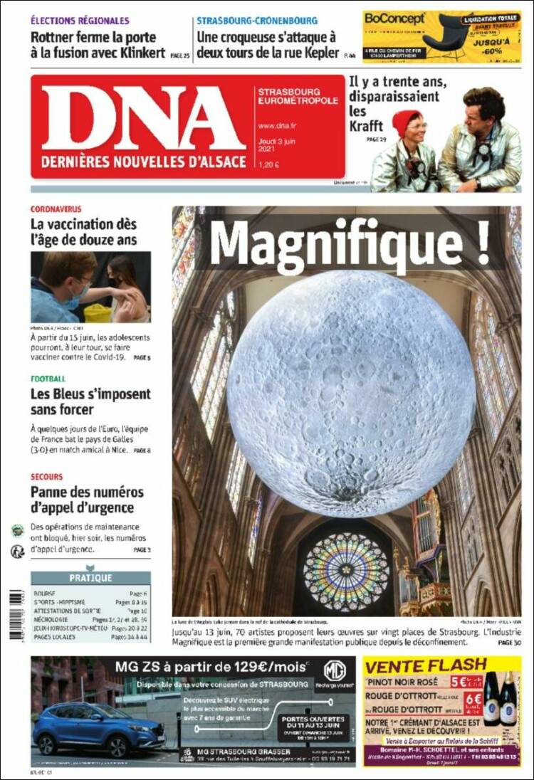 Portada de Les Dernières Nouvelles d'Alsace (France)