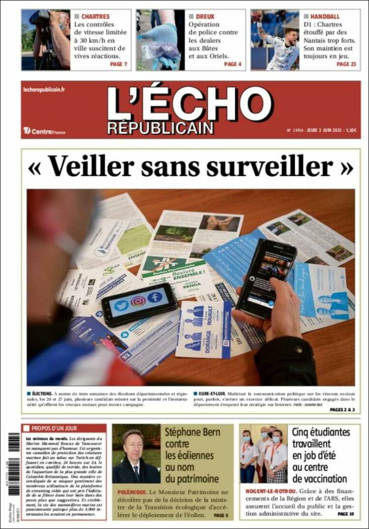 Portada de L'Echo Républicain (Francia)