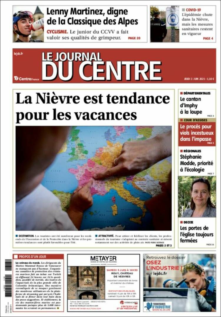 Portada de Le Journal du Centre (Francia)