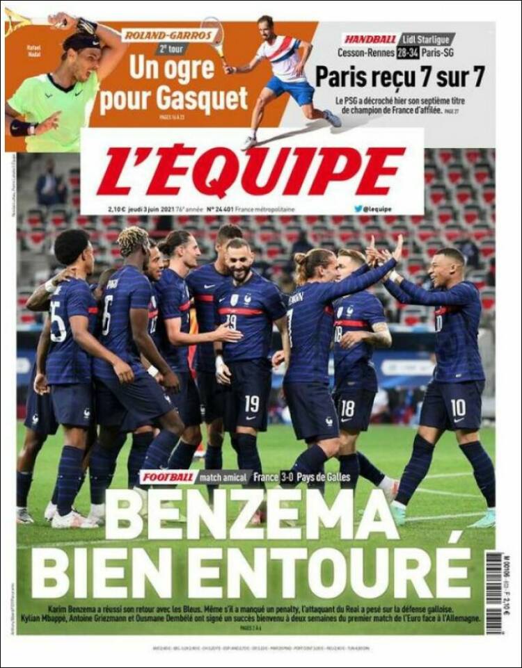 Portada de L'Equipe (France)