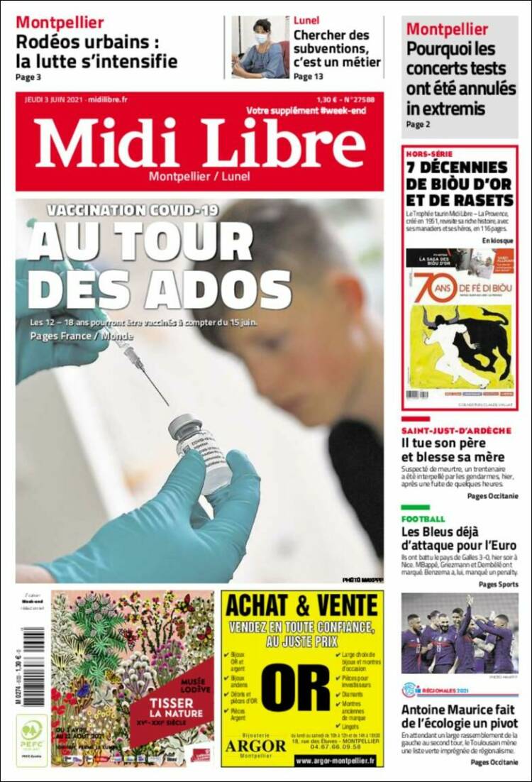 Portada de Midi Libre (Francia)