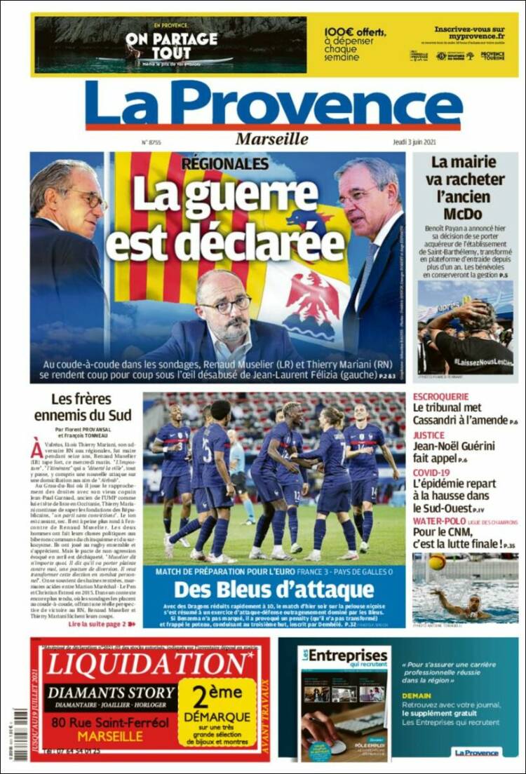 Portada de La Provence (Francia)