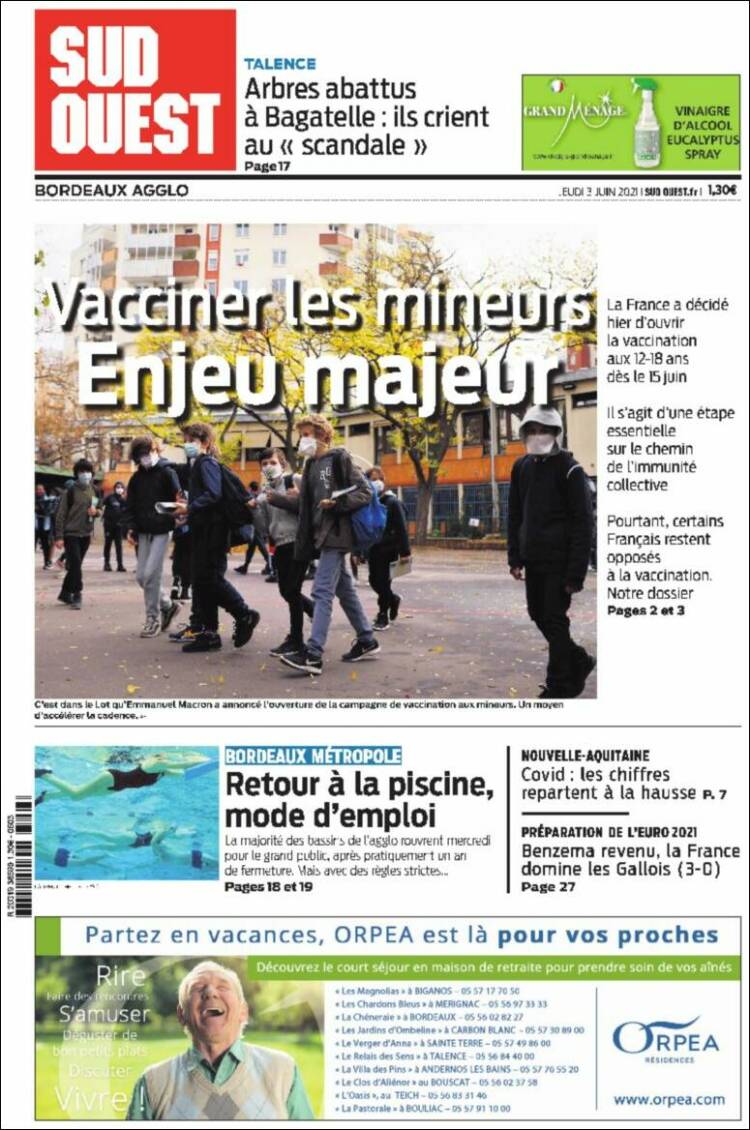 Portada de Sud Ouest (France)