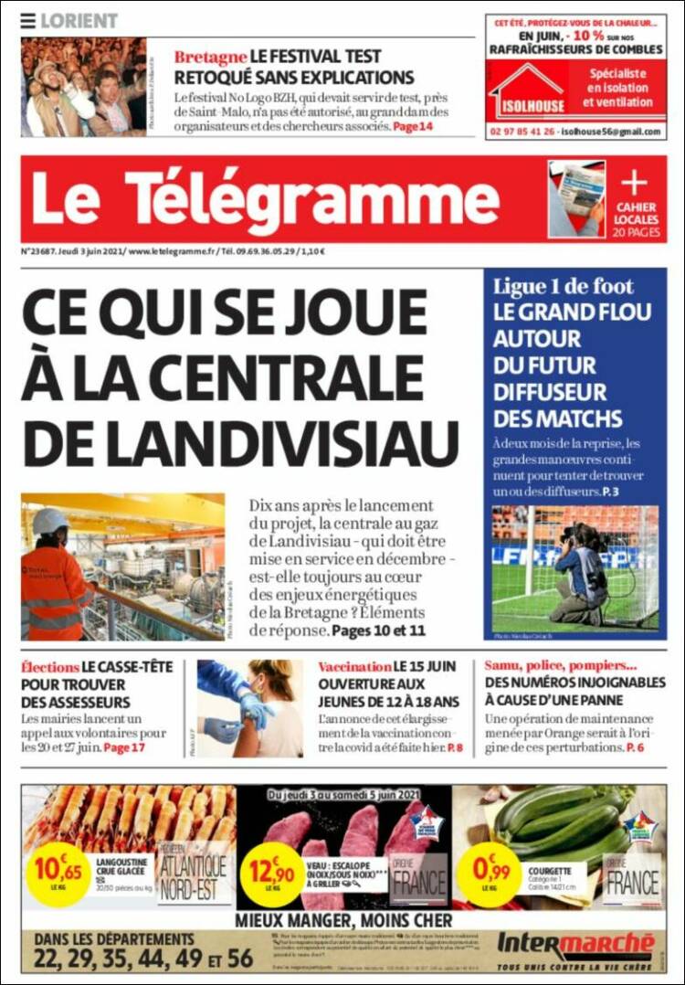 Portada de Télégramme (Francia)