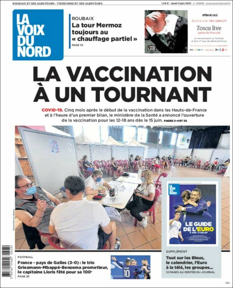 Portada de La Voix du Nord (Francia)