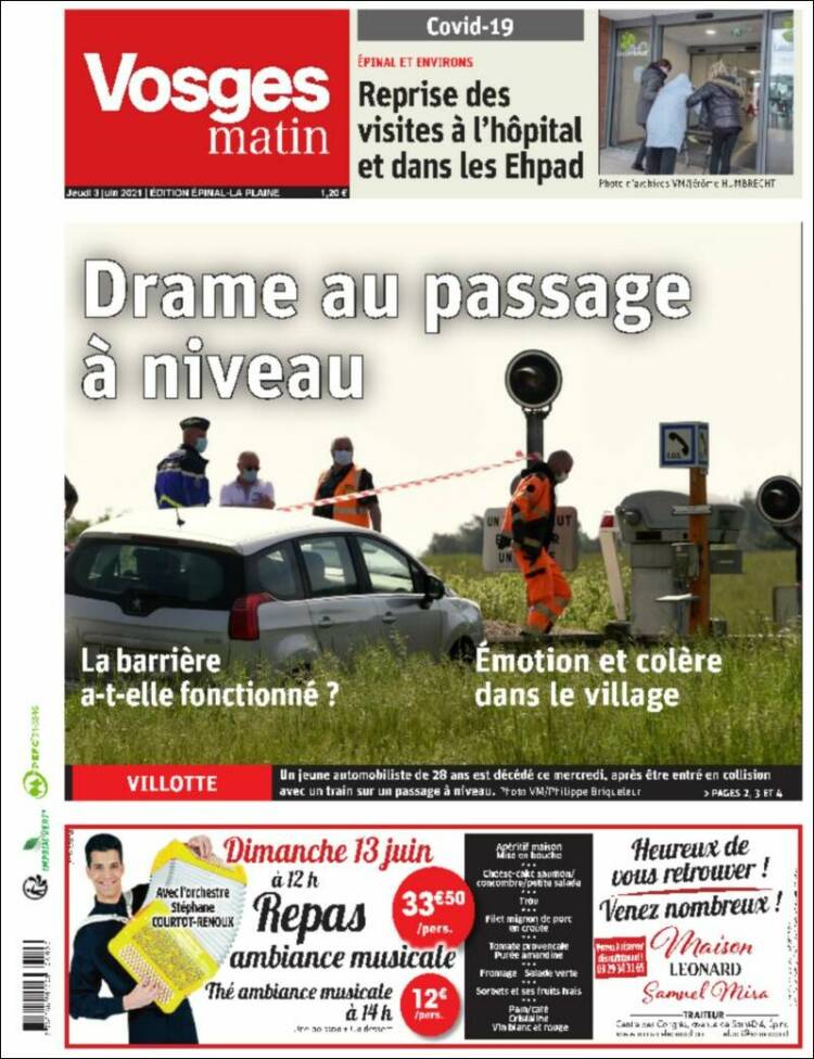 Portada de Vosges Matin (Francia)