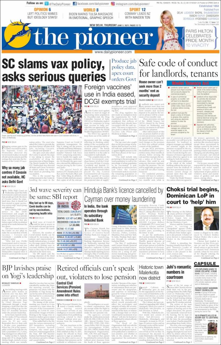 Portada de The Pioneer (India)