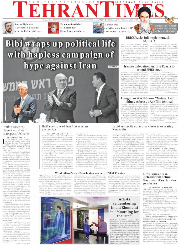 Portada de TehranTimes (Ir&aacute;n)