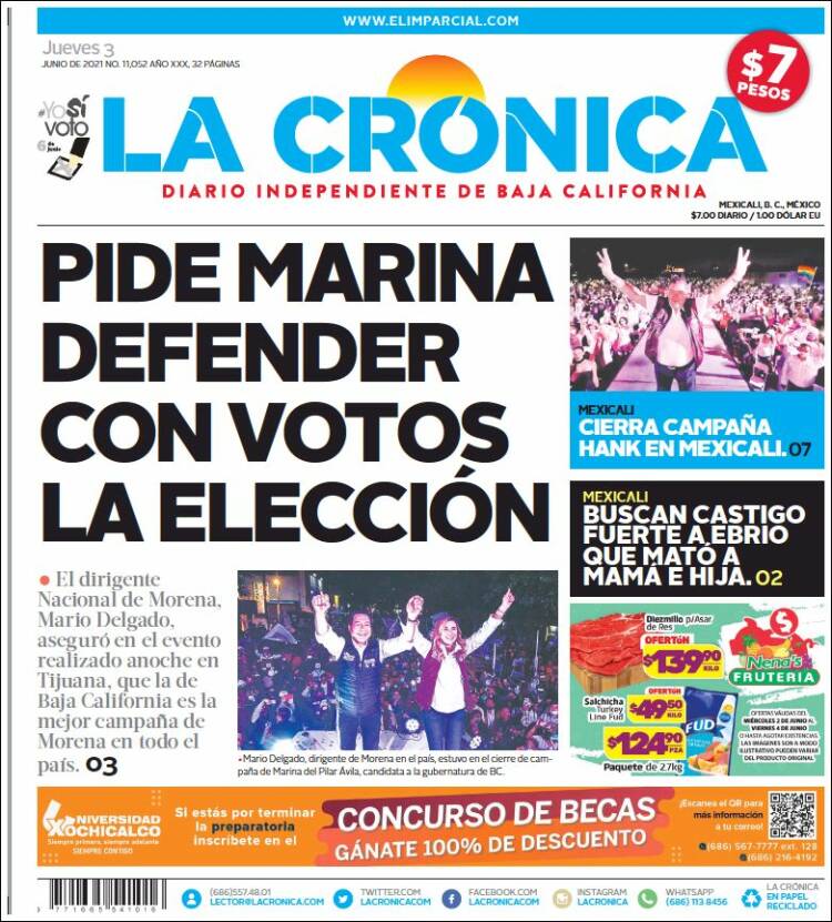 Portada de La Crónica de Baja California (México)