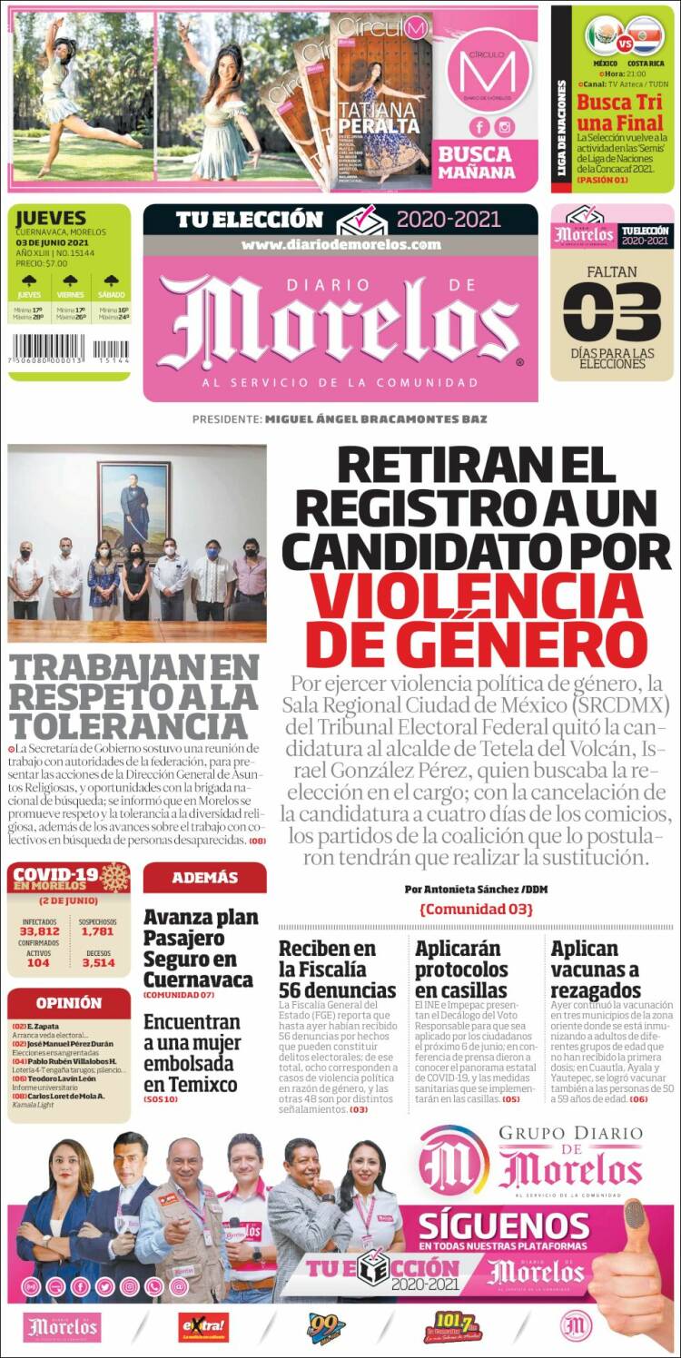 Portada de Diario de Morelos (México)