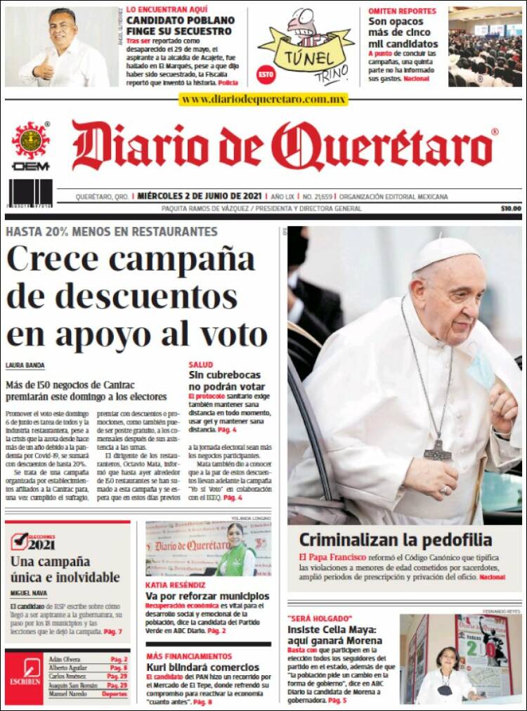 Portada de Diario de Querétaro (México)