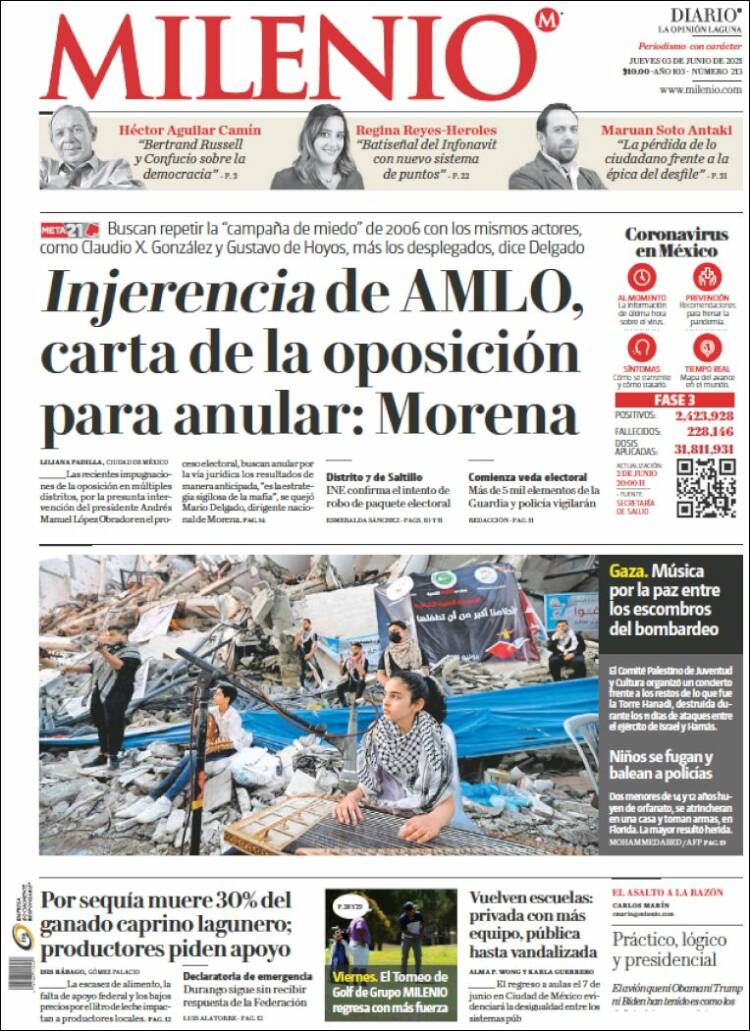 Portada de Milenio - Laguna (México)