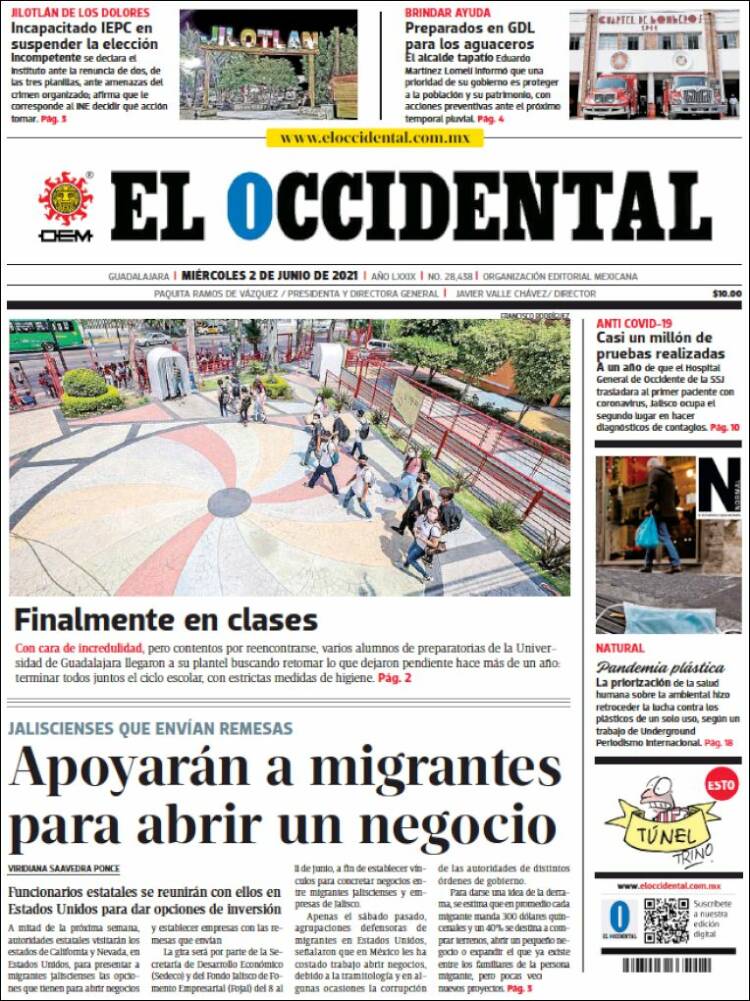 Portada de El Occidental (México)