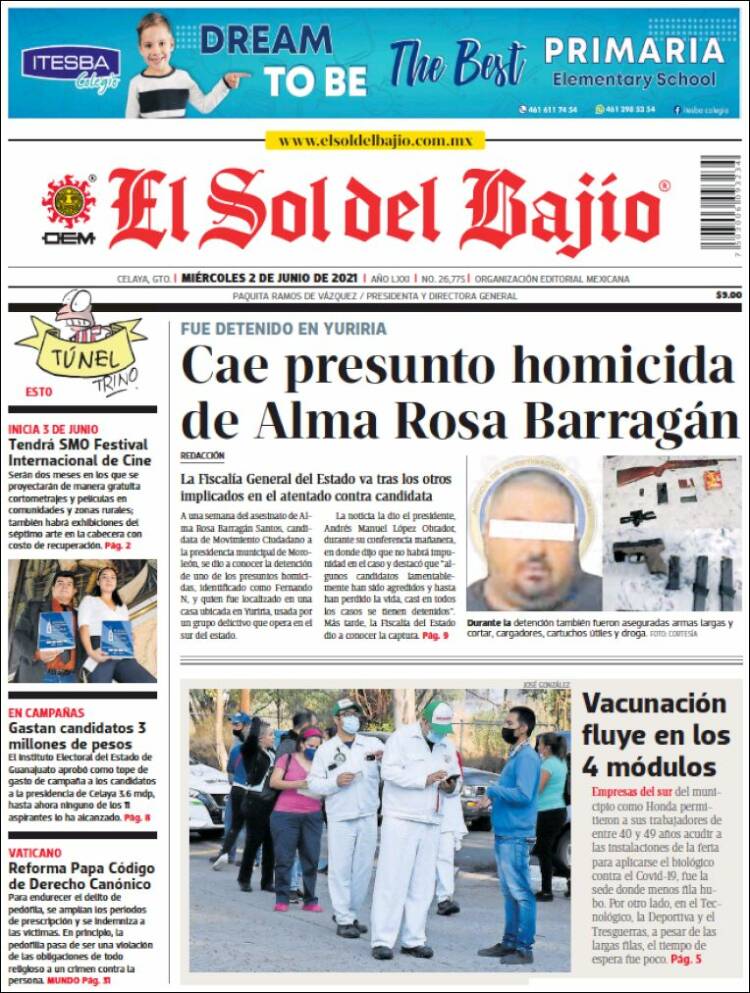 Portada de El Sol del Bajio (México)