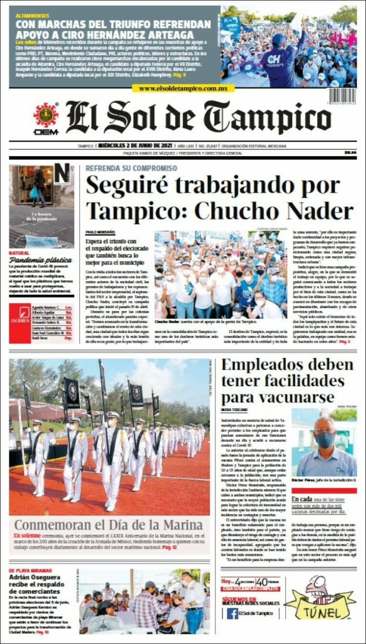 Portada de El Sol de Tampico (México)