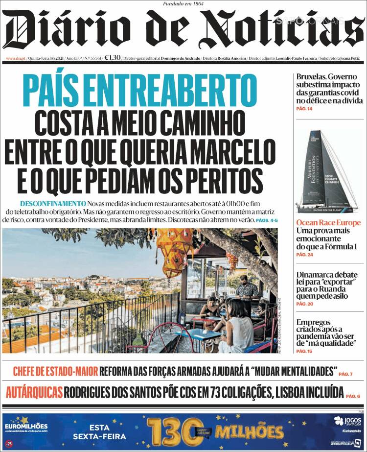 Portada de Diário de Noticias (Portugal)