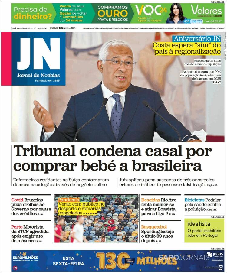 Portada de Jornal de Notícias (Portugal)