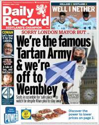 Portada de Daily Record (Reino Unido)